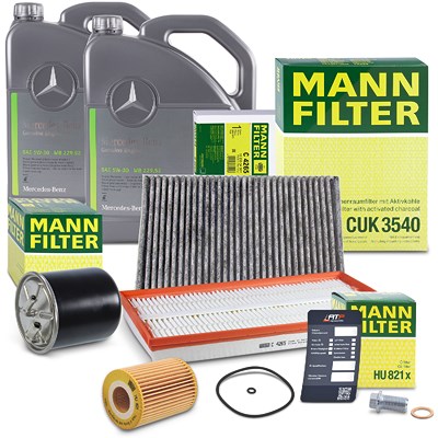 Mann-filter Inspektionspaket Set B + 10l 5W-30 Motoröl für Mercedes-Benz von MANN-FILTER