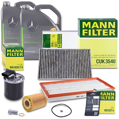 Mann-filter Inspektionspaket Set B + 10l 5W-30 Motoröl für Mercedes-Benz von MANN-FILTER