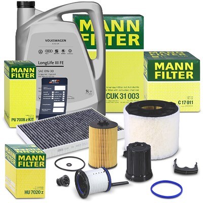 Mann-filter Inspektionspaket Set B + 5l 0W-30 III FE Motoröl für Audi von MANN-FILTER