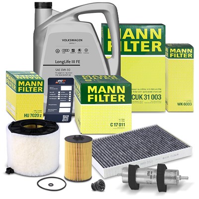 Mann-filter Inspektionspaket Set B + 5l 0W-30 III FE Motoröl für Audi von MANN-FILTER