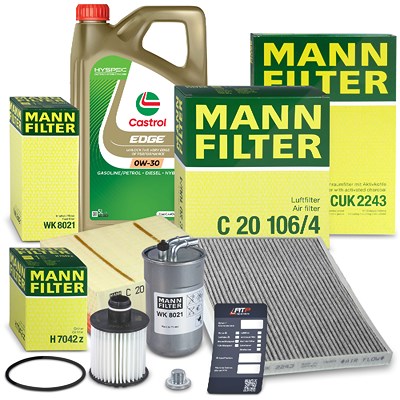 Mann-filter Inspektionspaket Set B + 5l 0W-30 Motoröl für Opel von MANN-FILTER