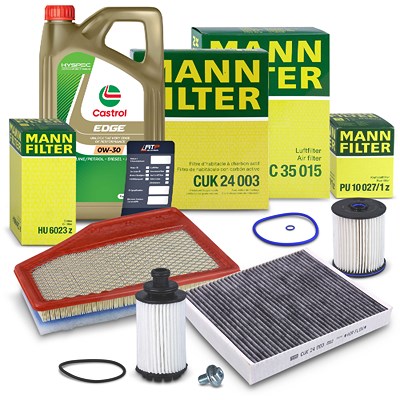 Mann-filter Inspektionspaket Set B + 5l 0W-30 Motoröl für Opel von MANN-FILTER