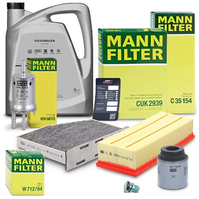 Mann-filter Inspektionspaket Set B + 5l 0W-30 Motoröl für Seat, VW von MANN-FILTER