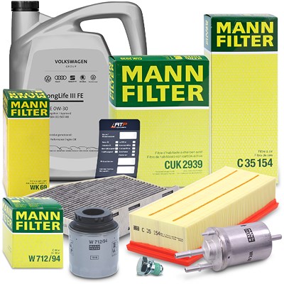 Mann-filter Inspektionspaket Set B + 5l 0W-30 Motoröl für VW von MANN-FILTER