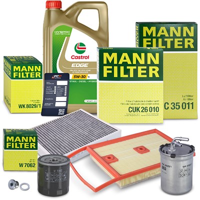 Mann-filter Inspektionspaket Set B + 5l 5W-30 Motoröl für Audi, Seat, Skoda, VW von MANN-FILTER