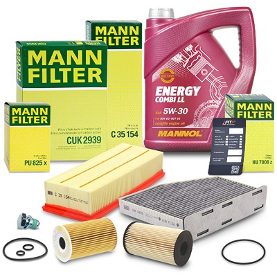 Mann-filter Inspektionspaket Set B + 5l 5W-30 Motoröl für Audi, Seat, Skoda, VW von MANN-FILTER