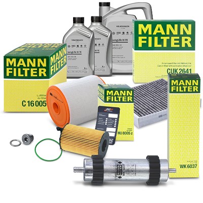 Mann-filter Inspektionspaket Set B + 7l 0W-30 Motoröl für Audi von MANN-FILTER