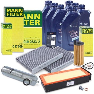 Mann-filter Inspektionspaket Set B + 7l 5W-30 Motoröl für Alpina, BMW von MANN-FILTER