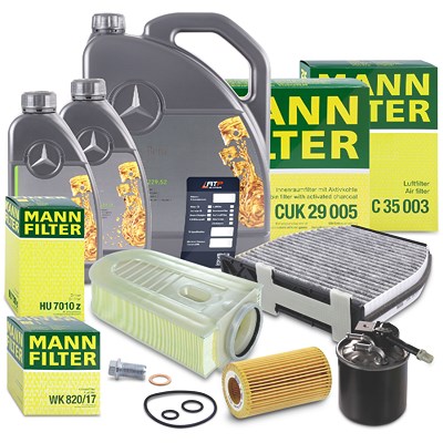 Mann-filter Inspektionspaket Set B + 7l 5W-30 Motoröl für Mercedes-Benz von MANN-FILTER