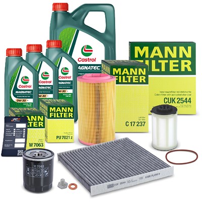 Mann-filter Inspektionspaket Set B + 8l 0W-30 C2 Motoröl für Citroën, Opel, Peugeot von MANN-FILTER