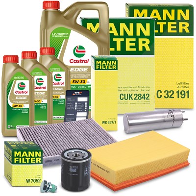 Mann-filter Inspektionspaket Set B + 8l 5W-30 Motoröl für VW von MANN-FILTER