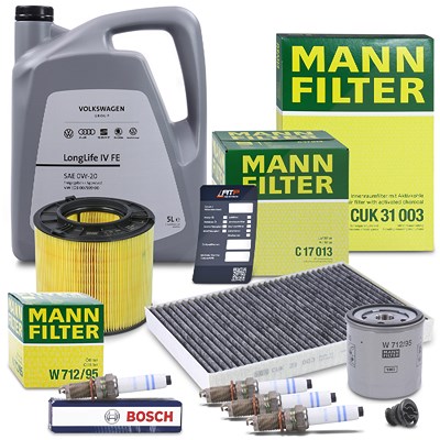 Mann-filter Inspektionspaket Set C + 5l 0W-20 IV FE Motoröl für Audi von MANN-FILTER