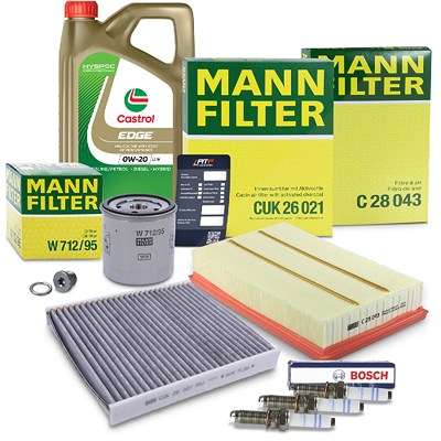 Mann-filter Inspektionspaket Set C + 5l 0W-20 LL IV Motoröl für Audi, Seat, Skoda, VW von MANN-FILTER