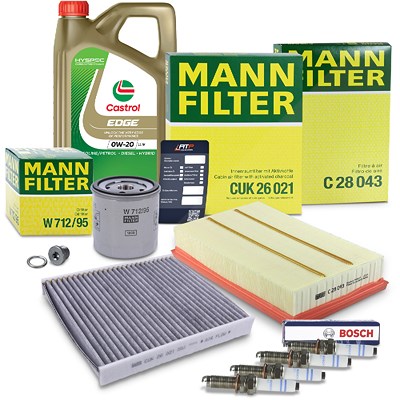 Mann-filter Inspektionspaket Set C + 5l 0W-20 LL IV Motoröl für Audi, Seat, Skoda, VW von MANN-FILTER