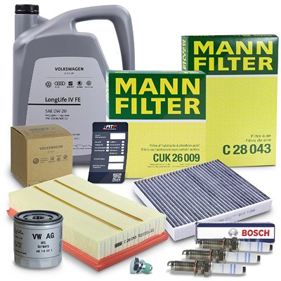 Mann-filter Inspektionspaket Set C + 5l 0W-20 Motoröl für Audi, Seat, Skoda, VW von MANN-FILTER