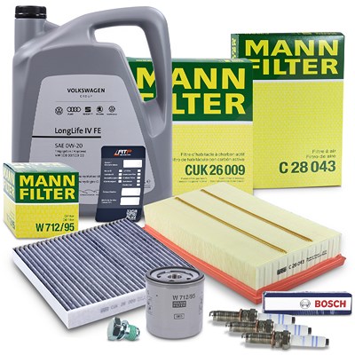 Mann-filter Inspektionspaket Set C + 5l 0W-20 Motoröl für Audi, Seat, Skoda, VW von MANN-FILTER