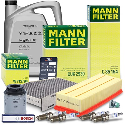 Mann-filter Inspektionspaket Set C + 5l 0W-30 Motoröl für Seat, VW von MANN-FILTER