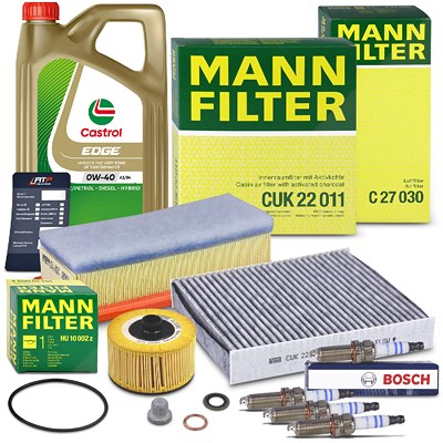 Mann-filter Inspektionspaket Set C + 5l 0W-40 Motoröl für Dacia, Renault von MANN-FILTER