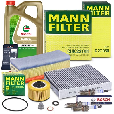 Mann-filter Inspektionspaket Set C + 5l 0W-40 Motoröl für Dacia, Renault von MANN-FILTER