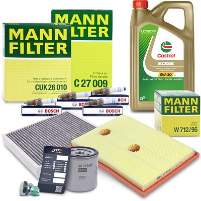 Mann-filter Inspektionspaket Set C + 5l 5W-30 LL Motoröl für Audi, Seat, Skoda, VW von MANN-FILTER