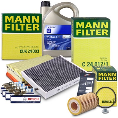 Mann-filter Inspektionspaket Set C + 5l 5W-30 Motoröl für Opel, Vauxhall von MANN-FILTER