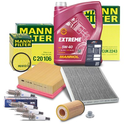 Mann-filter Inspektionspaket Set C + 5l 5W-40 Motoröl für Opel von MANN-FILTER