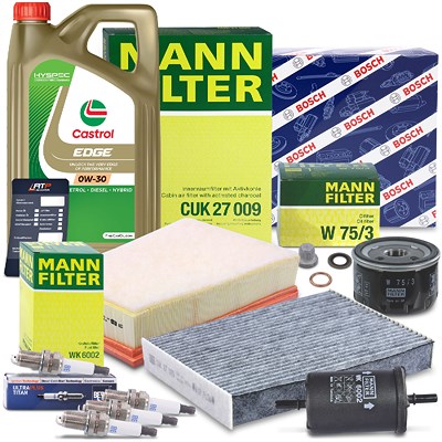 Mann-filter Inspektionspaket Set D + 5l 0W-30 Motoröl für Renault von MANN-FILTER