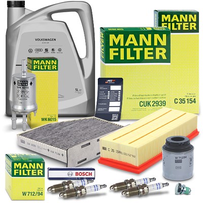 Mann-filter Inspektionspaket Set D + 5l 0W-30 Motoröl für Seat, VW von MANN-FILTER