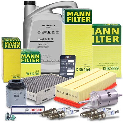 Mann-filter Inspektionspaket Set D + 5l 0W-30 Motoröl für VW von MANN-FILTER