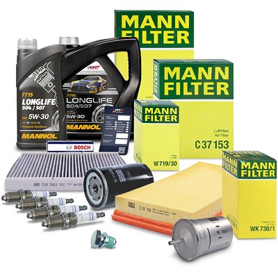 Mann-filter Inspektionspaket Set D inkl. 5l 5W-30 Motoröl für Audi, Skoda, VW von MANN-FILTER