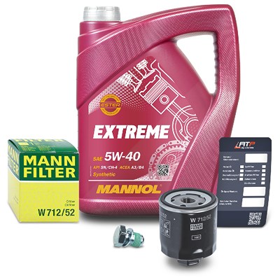 Mann-filter Ölfilter + 5l 5W-40 Motoröl für Audi, Seat, Skoda, VW von MANN-FILTER