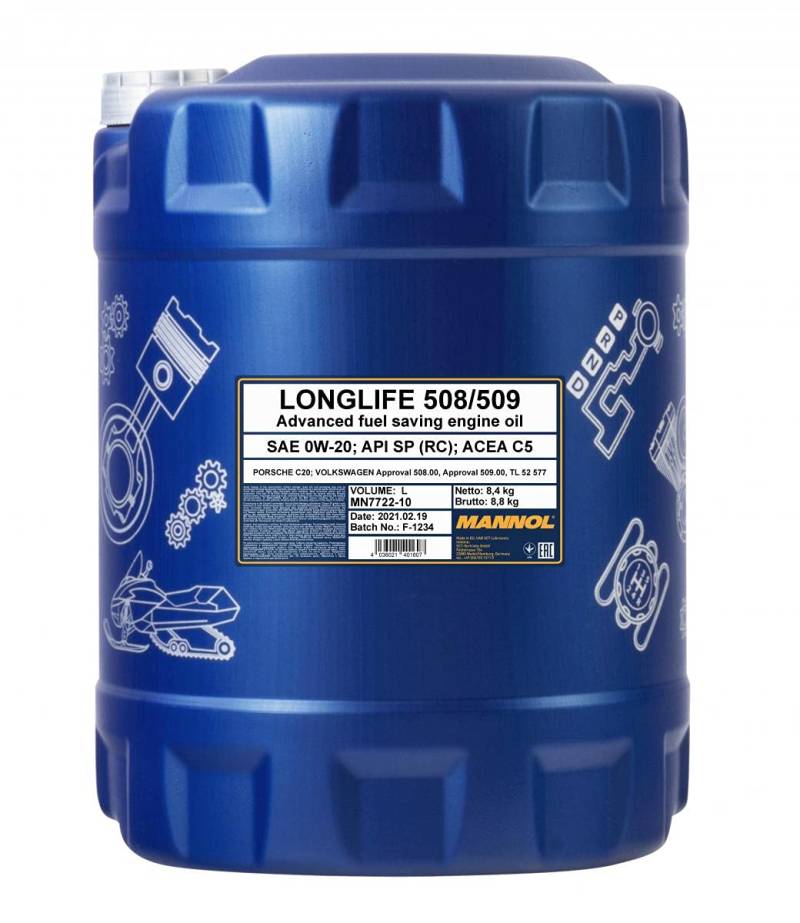 10 LITER, MANNOL 7722 0W-20 LONGLIFE 508/509 MOTORÖL von MANNOL