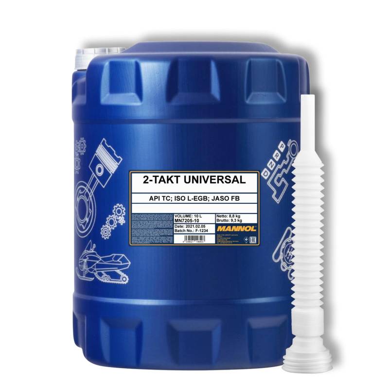 10L Mannol 2-Takt Universal Öl Motoröl Motorrad API TC JASO FB + Abfüllschlauch von MANNOL