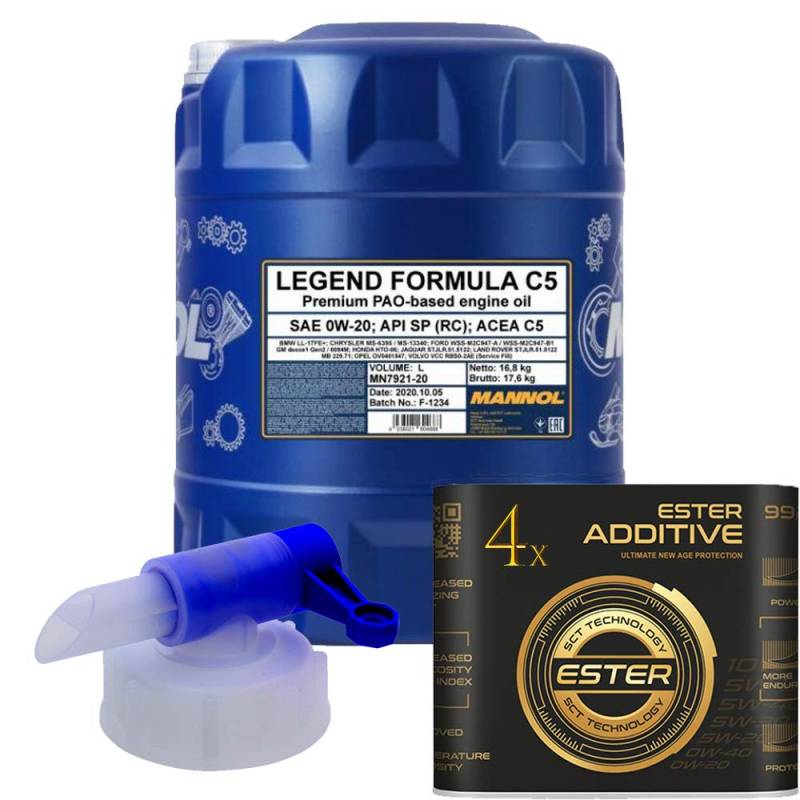 20 Liter, MANNOL 7921 Legend Formula C5 0W-20 inkl. Motoröladditiv 9929 von MANNOL