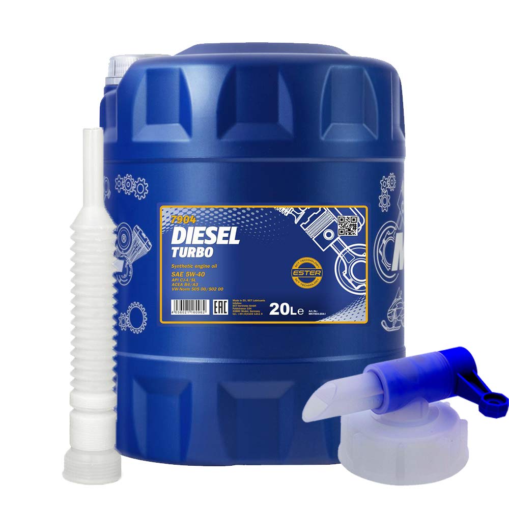 20 Liter, MANNOL DIESEL TURBO 5W-40 MOTORÖL + HAHN + SCHLAUCH von MANNOL