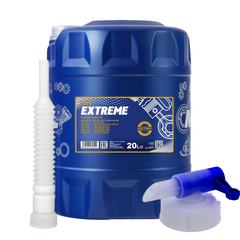 20 Liter, MANNOL EXTREME 5W-40 MOTORÖL 229.5 + Ausgießer + Zapfhahn von MANNOL