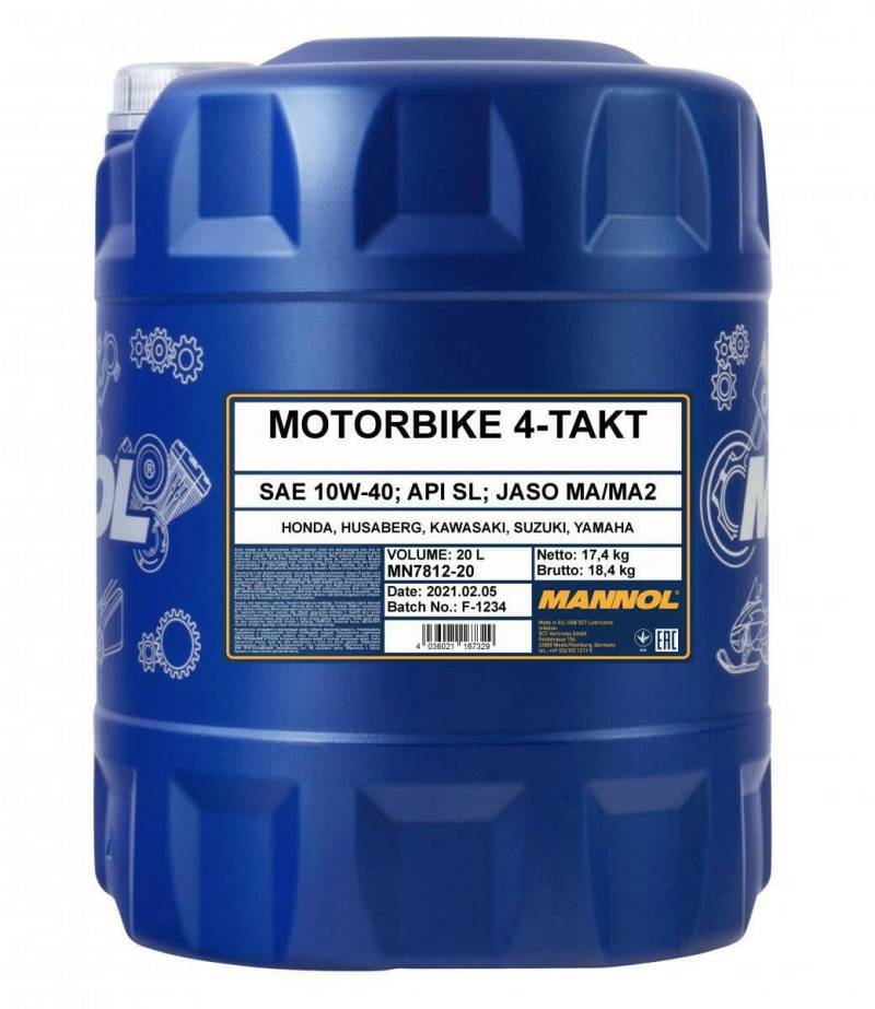 20L Mannol 4-Takt Motoröl Motorbike Motorrad Öl 10W-40 + Auslaufhahn von MANNOL