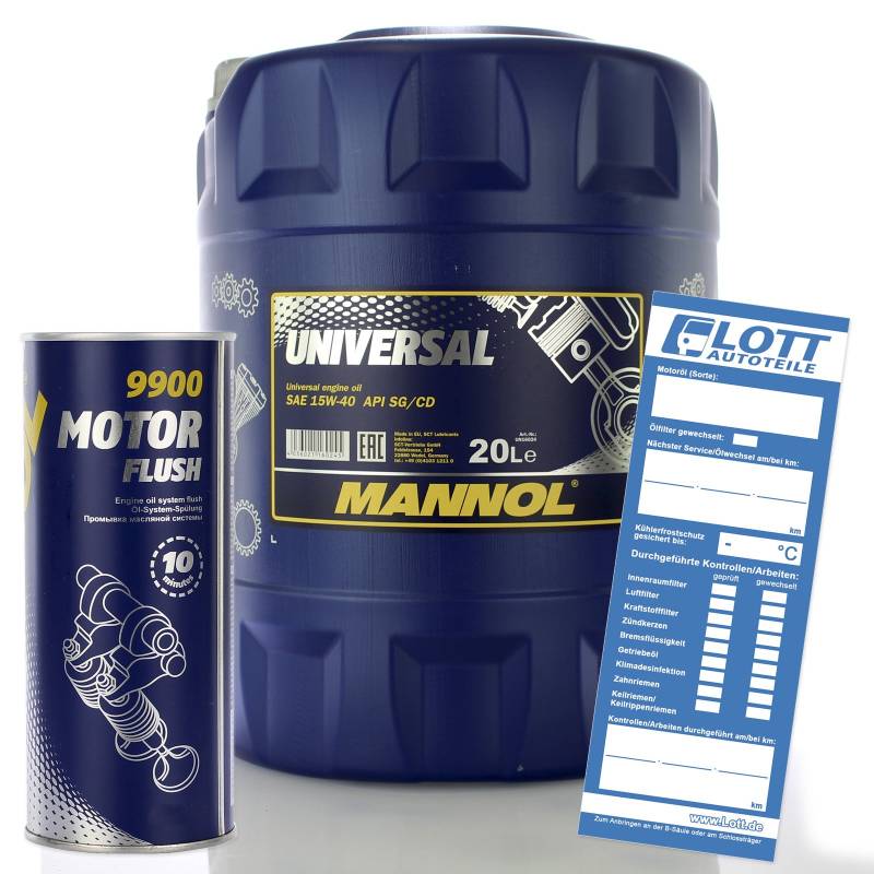 MANNOL 20L MN7405-20 Motoröl Universal 15W-40 Motorenöl API SG/CD Öl + gratis Motorspülung Reiniger Motorreiniger von MANNOL