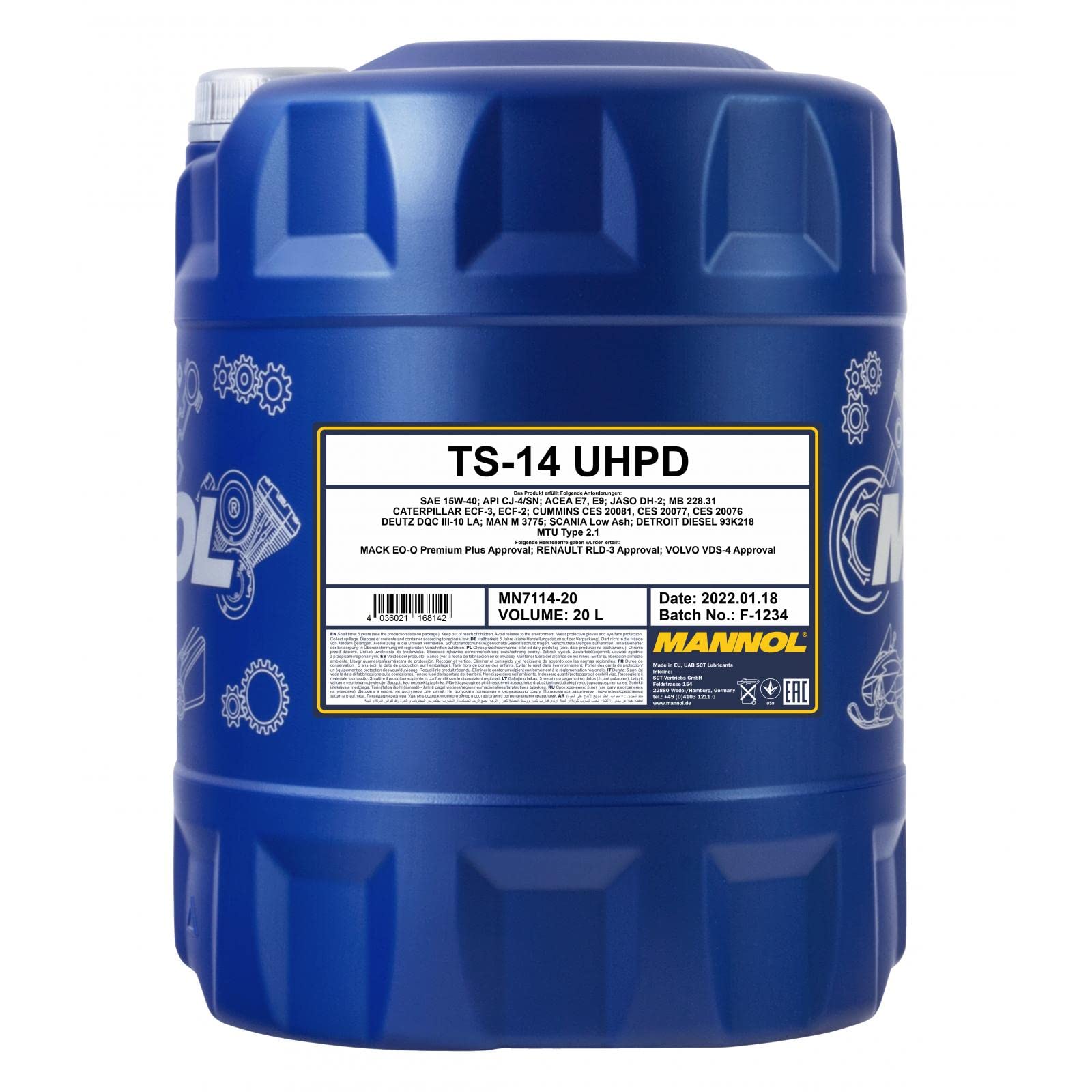 20 Liter MANNOL TS-14 UHPD 15W-40 API CJ-4/SN Motoröl Engine Oil synthetisch von MANNOL