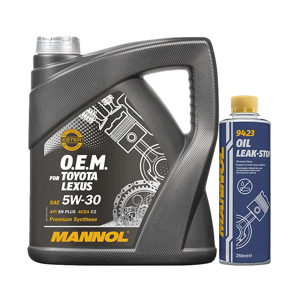 4l, MANNOL 7709 O.E.M. 5W-30 C2 + Oil Leak-Stop Öl Verlust Zusatz 250ml von MANNOL