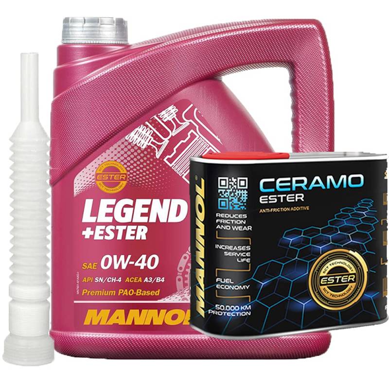 4l, MANNOL Legend+Ester SAE 0W-40 Öl+ Ceramo Ester Additiv 300ml von MANNOL