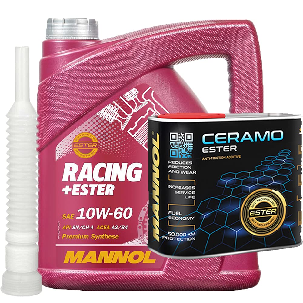 4l, MANNOL Racing+Ester SAE 10W-60 Öl+ Ceramo Ester Additiv 300ml von MANNOL