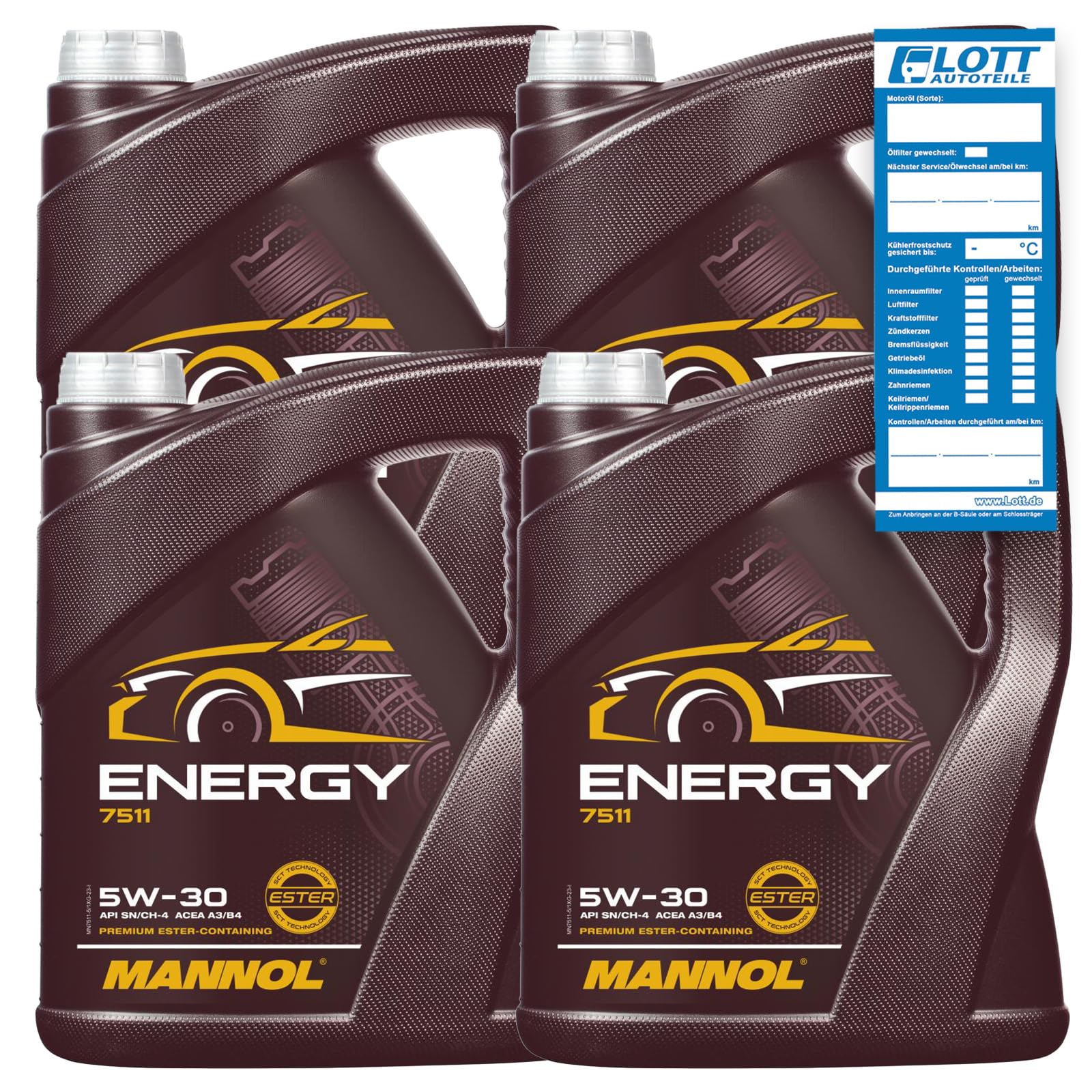 4x 5L Mannol Energy 5W-30 Motoröl 502.00 505.00 MB 229.3 ACEA A3 B3 von MANNOL