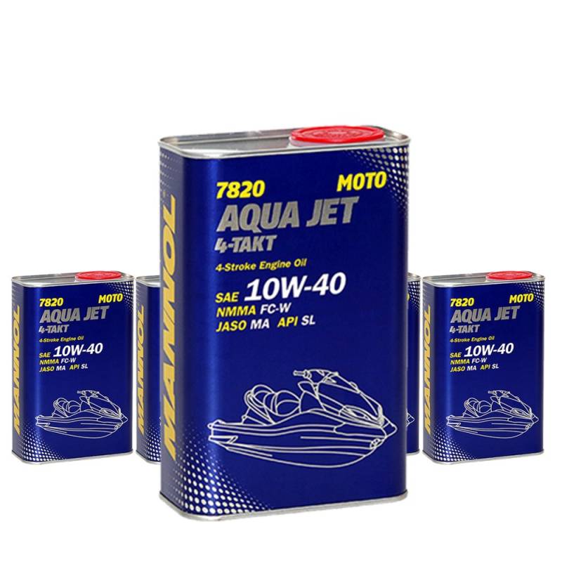 5 x 1L MANNOL 7820 Aqua Jet 4-Takt 10W-40 / API SL NMMA FC-W Jetskis Motoröl von MANNOL