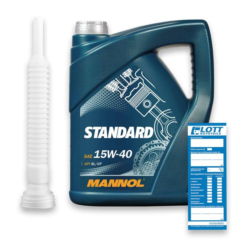 MANNOL 5L Motoröl Standard 15W-40 Universal API SL/CF 15W40 ÖL + Abfüllschlauch von MANNOL