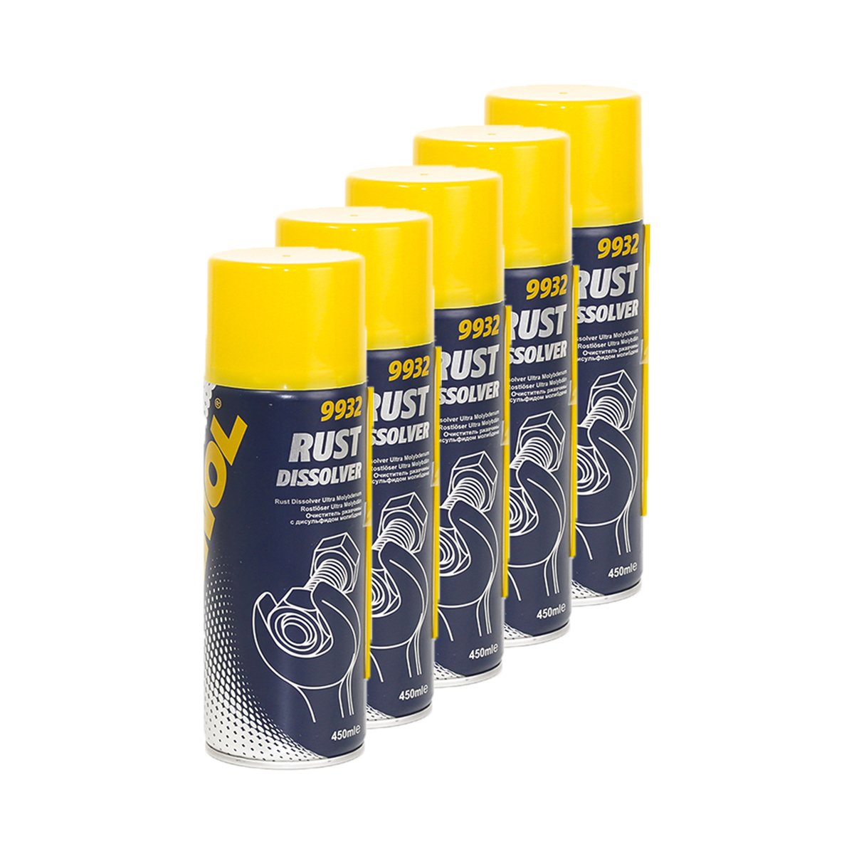 5X MANNOL 9932 Rust Dissolver Rostlöser Spray Ultra Molybden 450ml von MANNOL