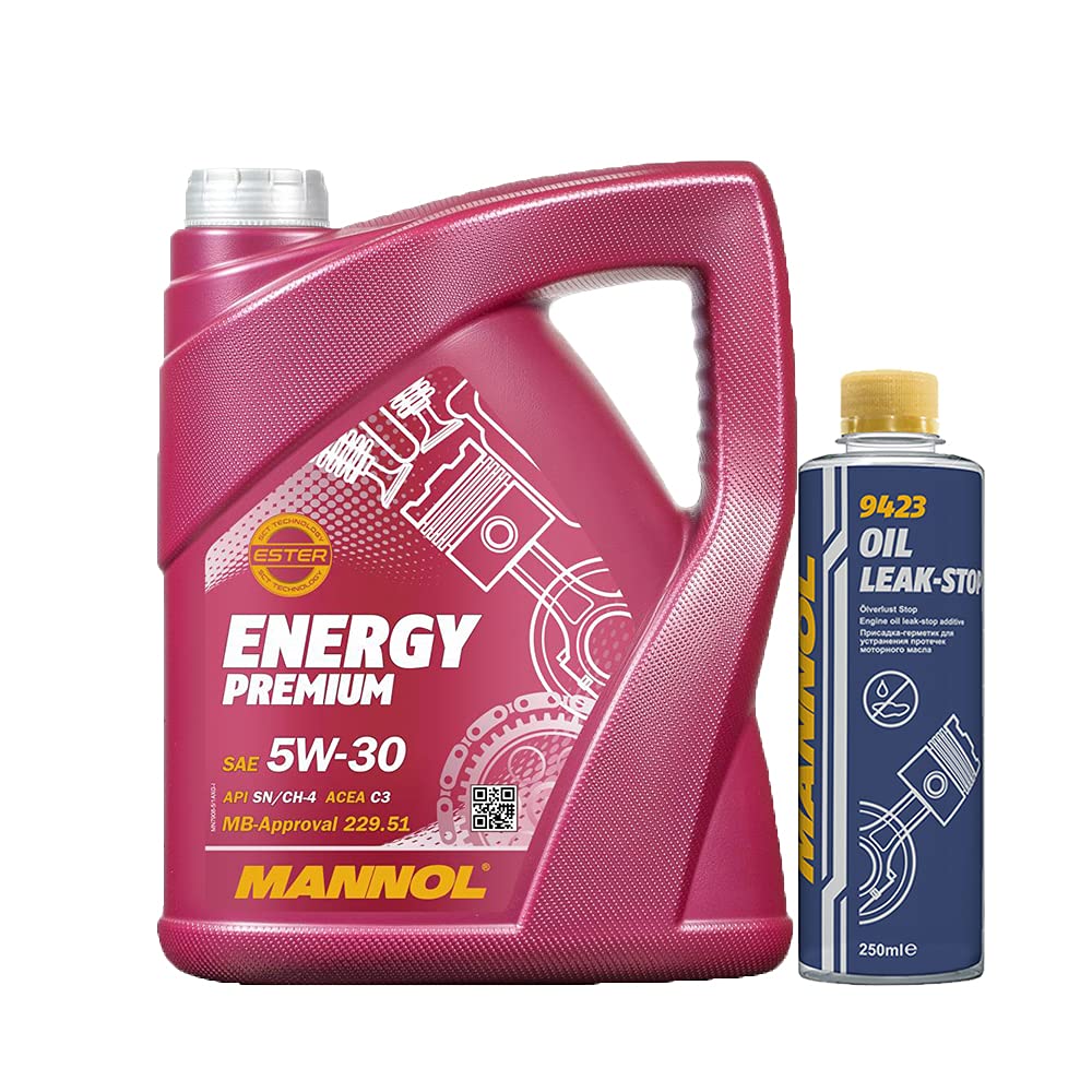 5l, MANNOL 7908 Energy Premium 5W-30 229.51 + Oil Leak-Stop Öl Verlust Zusatz 250ml von MANNOL