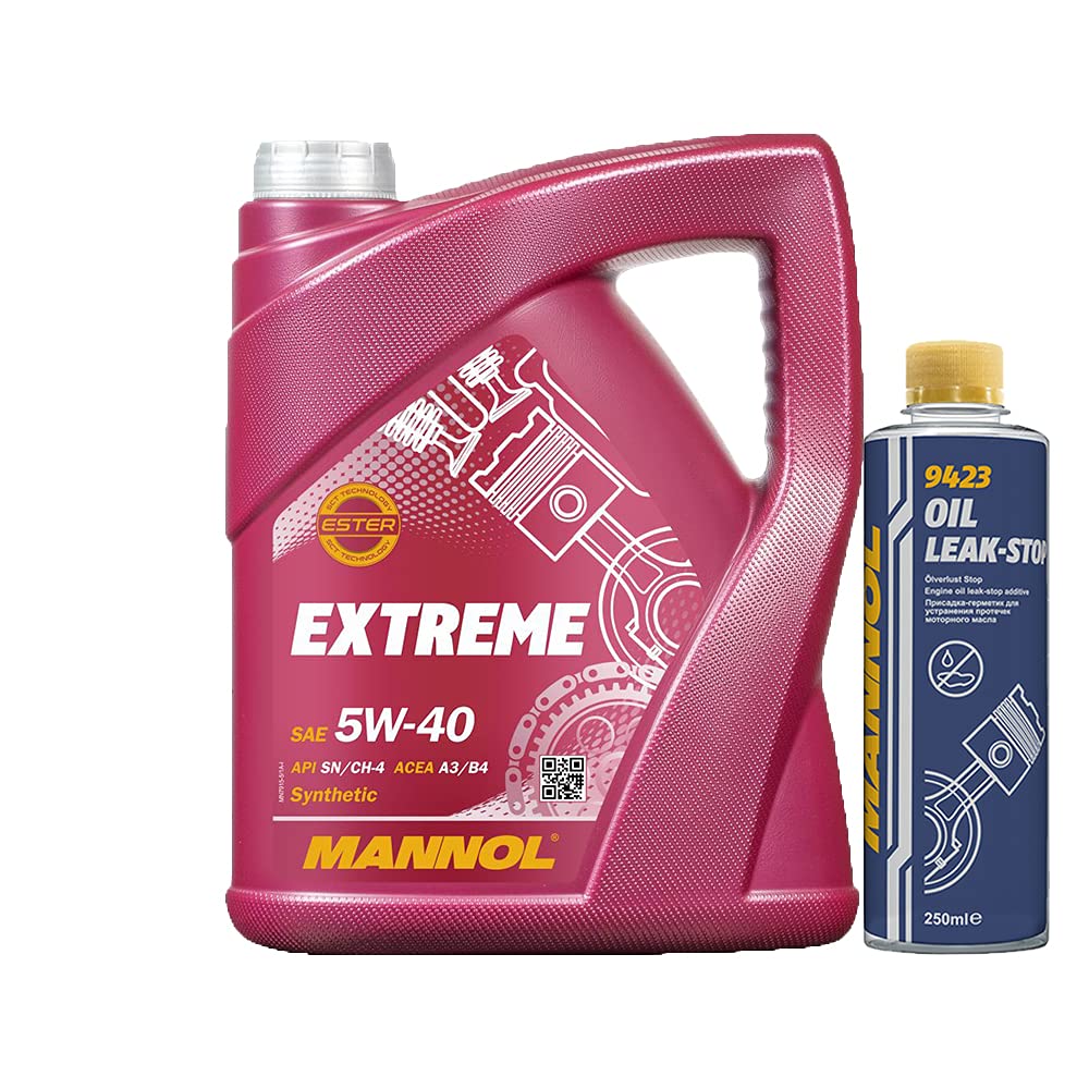 5l, MANNOL 7915 Extreme 5W-40 API SN/CH-4 + Oil Leak-Stop Öl Verlust Zusatz 250ml von MANNOL