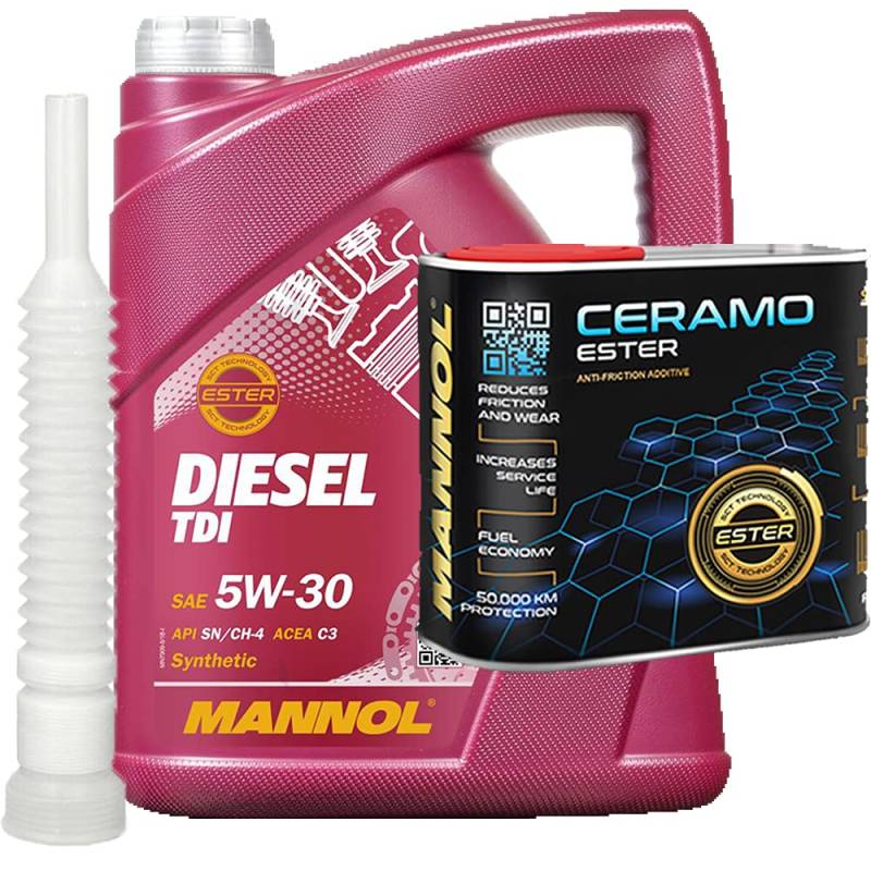 5l, MANNOL TDI SAE 5W-30 Öl 505.01 229.51 229.52 + Ceramo Ester Additiv 300ml von MANNOL