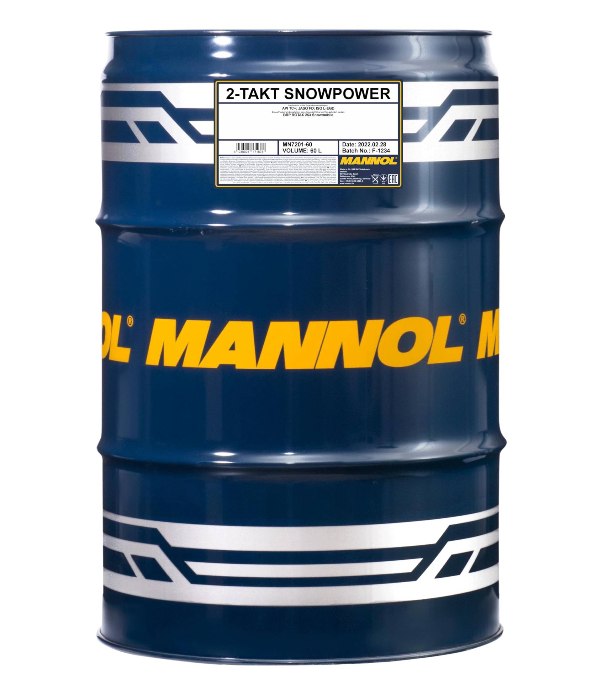 60 Liter Original MANNOL Schneemobilöl Motoröl 2-Takt Snowpower API TC+ Mischöl von MANNOL